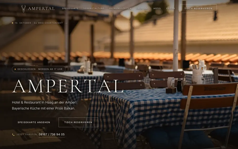 Website von Hotel Restaurant Ampertal