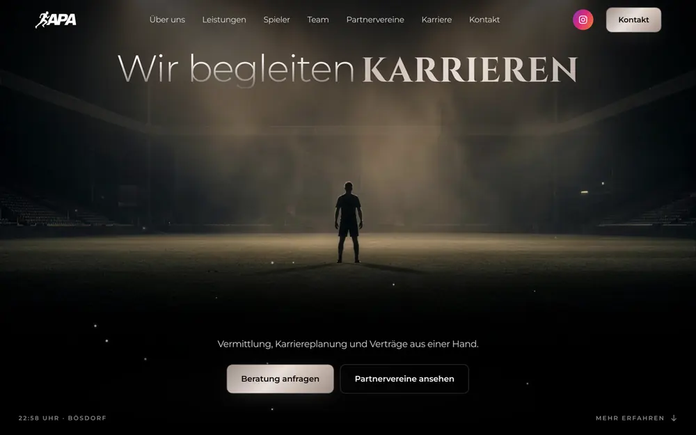 Website von AthletePro Agency