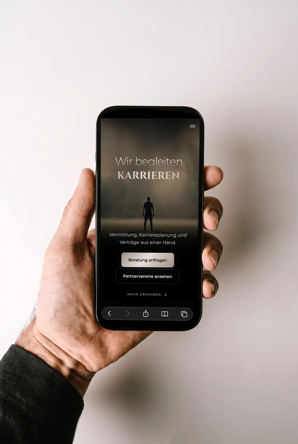 Eine von mir gebaute Website auf einem Handy