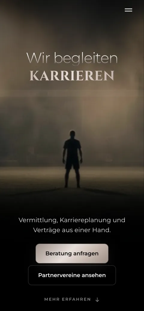 Die Website von AthletePro Agency auf dem Handy