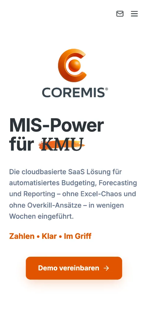 Die Website von CoreMIS auf dem Handy