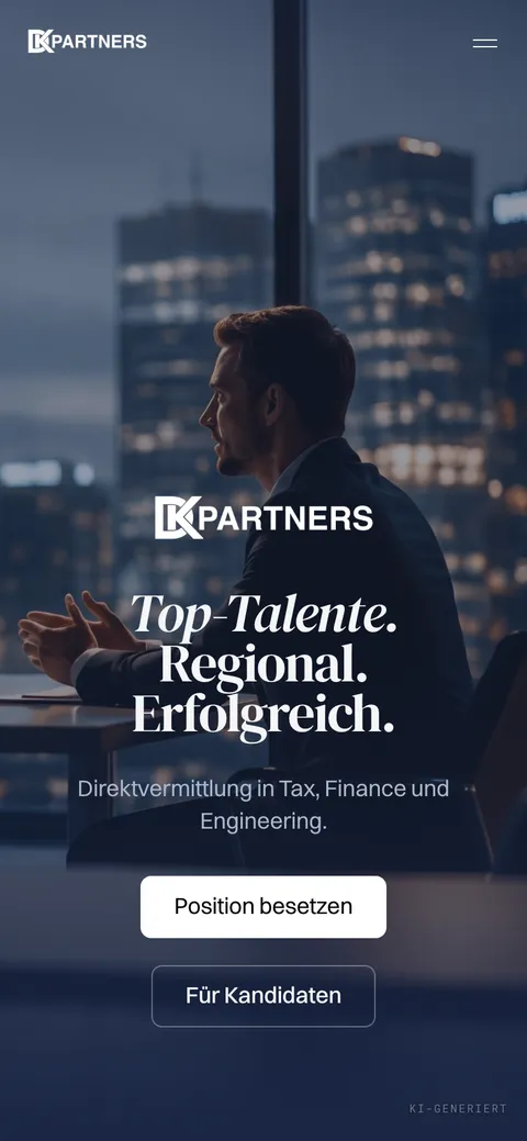 Die Website von DK Partners auf dem Handy