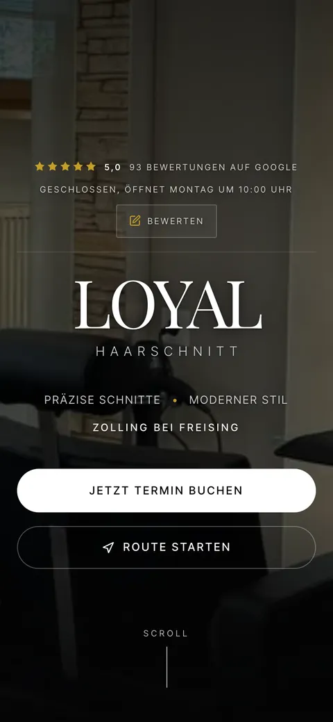 Die Website von Loyal Haarschnitt auf dem Handy