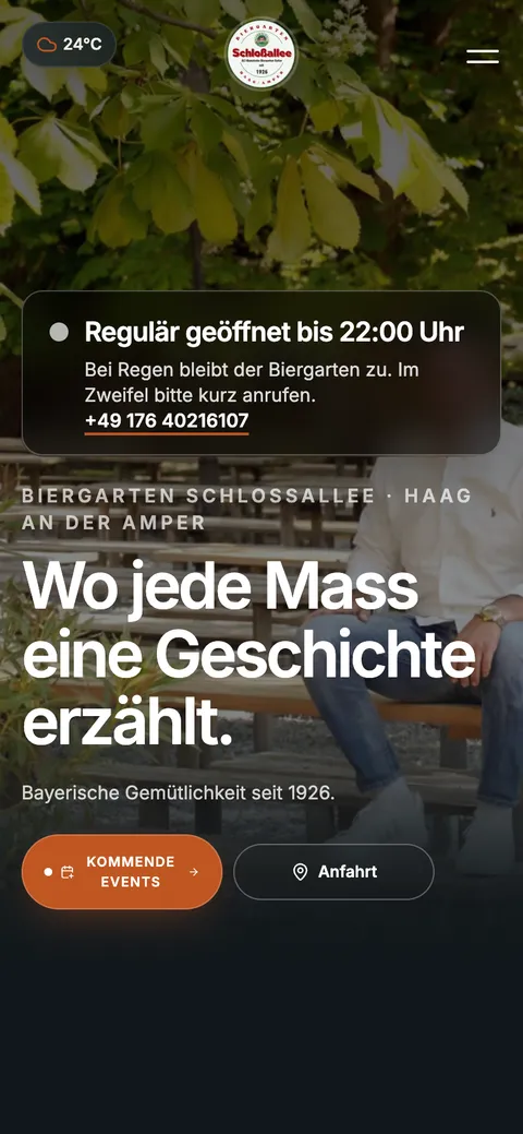 Die Website von Schlossallee Haag auf dem Handy
