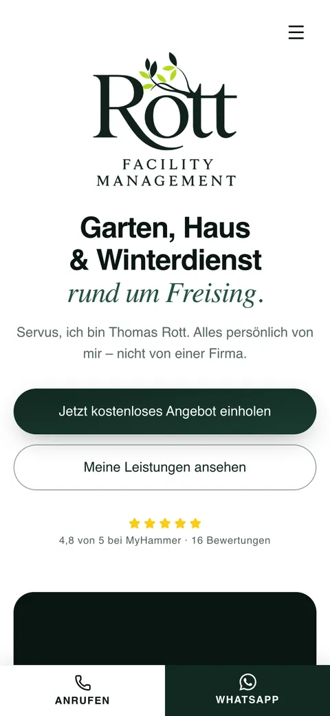 Die Website von Thomas Rott auf dem Handy