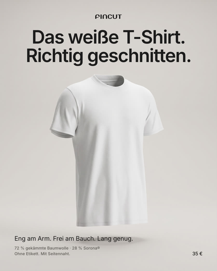 Das weiße T-Shirt. Richtig geschnitten.